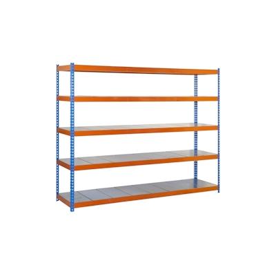 SimonRack Metallregal ohne Schrauben mit Simonforte -Metallschalen 5 Regale. Blau/Orange/Galva Farbe 2000x1800x900 mm Image