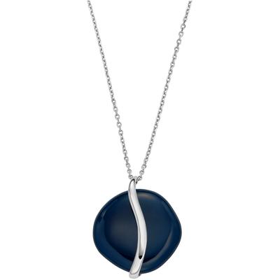 Kette mit Anhänger SKAGEN "Schmuck Geschenk Edelstahl Halskette SOFIE SEA GLASS", blau (edelstahlfarben, dunkelblau), Halsketten, Damen, Edelstahl, L: 50cm, glänzend, mit Glasstein Image