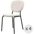 ANAIS-Chaise en tissu bouclette Ecru et métal noir (x4) - Beige