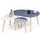 Idmarket - Lot de 3 tables basses gigognes gaia laquées gris blanc scandinave - Gris