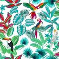 Toile cirée au mètre - Largeur 140 cm - Feuillage et Oiseaux Tropicaux Multicolore - Multicolore