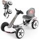 Goplus - Kart électrique à Pédales pour Enfants 12V, Jouet de Voiture avec Volant et Siège