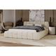 Lit adulte 180x200 Bolonia - lit avec rangement & Sommier - Design Moderne - Tissu Velours - Beige