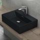 Doporro - Lavabo à Poser Noir Mat Vasque Suspendu en Céramique Lave Mains Rectangulaire de Qualité