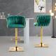 Fortuna Lai - Lot de 2 tabourets de bar pivotants en velours vintage avec dossier et repose-pieds