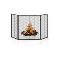 Goplus - Pare Feu Cheminée Pliable 3 Panneaux en Fer, Écran de Cheminée Pare-Étincelles Pliable