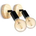 Applique Murale Interieur en Bois Vintage Lampe Murale 180° Rotative Rétro Industrielle E27