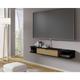 Bim forniture icarus meuble tv de salon 156x29x20 cm noir mat et chêne