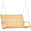 Banc suspendu 2 places balancelle de jardin en bois - chaînes incluses - Beige