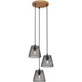 Suspension Lampe à suspendre Briloner leuchten taunus, 40 w, IP20, noir, métal-bois, excl. 3x E14,