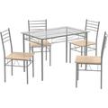 Relax4life - Ensemble Table à Manger avec 4 Chaises à Dossier Haut, Table Salle à Manger en Verre