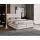 Lit Boxspring 160x200 Ledder Box - Lit double avec sommier à lattes & topper, coffre de lit - Lit