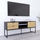 Mobilier Deco - camila - Meuble tv industriel 2 tiroirs 1 porte en bois clair et métal noir