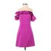 French Connection Cocktail Dress - Party Open Neckline Short sleeves: Purple Print Dresses - Women's Size 0