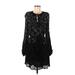 Ranna Gill Casual Dress - Mini Tie Neck Long sleeves: Black Dresses - Women's Size Medium