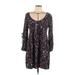 American Eagle Outfitters Casual Dress - Shift Scoop Neck 3/4 sleeves: Black Print Dresses - Women's Size Large