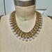 J. Crew Jewelry | Jcrew Tiered Rhinestone Gem Spike Statement Collar Necklace | Color: Cream/Gold | Size: Os