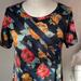 Lularoe Dresses | Lularoe Carly Rose Stripe Floral Swing Dress Scoop Neck Over The Head / Pocket S | Color: Black/Blue | Size: S