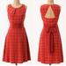 Anthropologie Dresses | Anthropologie Girls From Savoy Dress 100% Silk Open Back Tie 0 Zero Goji Plaid | Color: Orange/Red | Size: 0