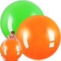 Jenaai 2 Pcs Big Bounce Ball Large Rubber Ball Giant Inflatable Ball Inflatable Kickball Outdoor Exercise Ball Jumping Hopping Ball for Outdoor Activity Game Sports Party Decor (Orange, Green)