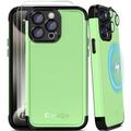 COOLQO Magnetic for iPhone 15 Pro Case 2X[Tempered Glass Screen Protector+Camera Lens Protectors] Mil-Grade Shockproof Protective Phone Case for iPhone 15 Pro, Matcha Black