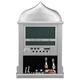 Akozon Muslim Prayer Clock, 1pc Muslim Islamic Praying Azan Athan Wall Alarm Clock Prayer Silver Wall Clock with Pen Islamic Table Muslim Lunar Calendar World Time Temperature R