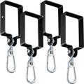 Dunzy 4 Pcs Steel Swing Hangers for Wooden Sets Includes Snap Hooks Swing Set Brackets Swing Set Accessories Swingset Attachments Swing Set Hardware for Connecting to a 4" x 6" Beam (Black)