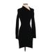 Helmut Lang Casual Dress - Bodycon V-Neck Long sleeves: Black Solid Dresses - Women's Size 2