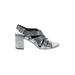 Zara Basic Heels: Slingback Chunky Heel Glamorous Silver Shoes - Women's Size 38 - Open Toe