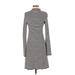 Express Casual Dress - A-Line Mock Long sleeves: Ivory Stripes Dresses - Women's Size Small