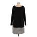 Rachel Zoe Casual Dress - Mini Scoop Neck Long sleeves: Black Color Block Dresses - Women's Size Large