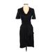 Reiss Casual Dress - Sheath Cowl Neck Short sleeves: Black Solid Dresses - Women's Size 0