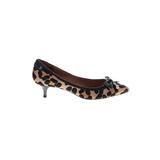 Elie Tahari Heels: Slip On Kitten Heel Cocktail Party Brown Leopard Print Shoes - Women's Size 39 - Pointed Toe