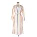 lemlem by liya kebede x h&m Casual Dress - Shirtdress V Neck Long sleeves: Ivory Stripes Dresses - Women's Size X-Small