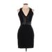 Dress the Population Cocktail Dress - Sheath Halter Sleeveless: Black Print Dresses - Women's Size Large