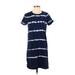 J.Crew Factory Store Casual Dress - Shift Crew Neck Short sleeves: Blue Color Block Dresses - Women's Size X-Small