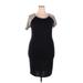 Lularoe Casual Dress - Bodycon Scoop Neck Short sleeves: Black Solid Dresses - Women's Size 2X-Large