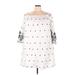 Boutique + Casual Dress - Mini Square 3/4 sleeves: White Dresses - Women's Size 3X Plus