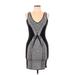 Guess Casual Dress - Bodycon V-Neck Sleeveless: Gray Dresses - Women's Size Large