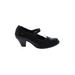 Born Crown Heels: Slip-on Chunky Heel Work Black Print Shoes - Women's Size 9 - Round Toe