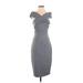 Finders Keepers Cocktail Dress - Midi V Neck Sleeveless: Gray Print Dresses - Women's Size X-Small