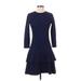 MICHAEL Michael Kors Casual Dress - A-Line High Neck 3/4 sleeves: Blue Dresses - Women's Size X-Small