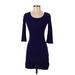 H&M Casual Dress - Mini Scoop Neck 3/4 sleeves: Blue Print Dresses - New - Women's Size X-Small