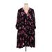 Torrid Casual Dress - Mini V-Neck 3/4 sleeves: Black Floral Dresses - Women's Size 4X Plus