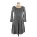 Calvin Klein Casual Dress - Mini Scoop Neck 3/4 sleeves: Gray Print Dresses - Women's Size Small