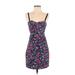 Yumi Kim Casual Dress - Sheath Sweetheart Sleeveless: Purple Print Dresses - Women's Size X-Small