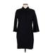 Lafayette 148 New York Casual Dress - Shift Collared 3/4 sleeves: Black Solid Dresses - Women's Size Medium