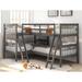 Twin Size Wooden L-Shaped Triple Bunk Bed w/Ladder, Bedroom Furniture