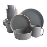 Gibson Home Zuma 16 Piece Stoneware Plates, Bowls, & Mugs Dinnerware Set - Matte White