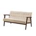 Mid-Century Modern 2-Seat Loveseat Sofa Couch Wood Frame Button Tufted - 30.9 L x 55.5 W x 29.5 H